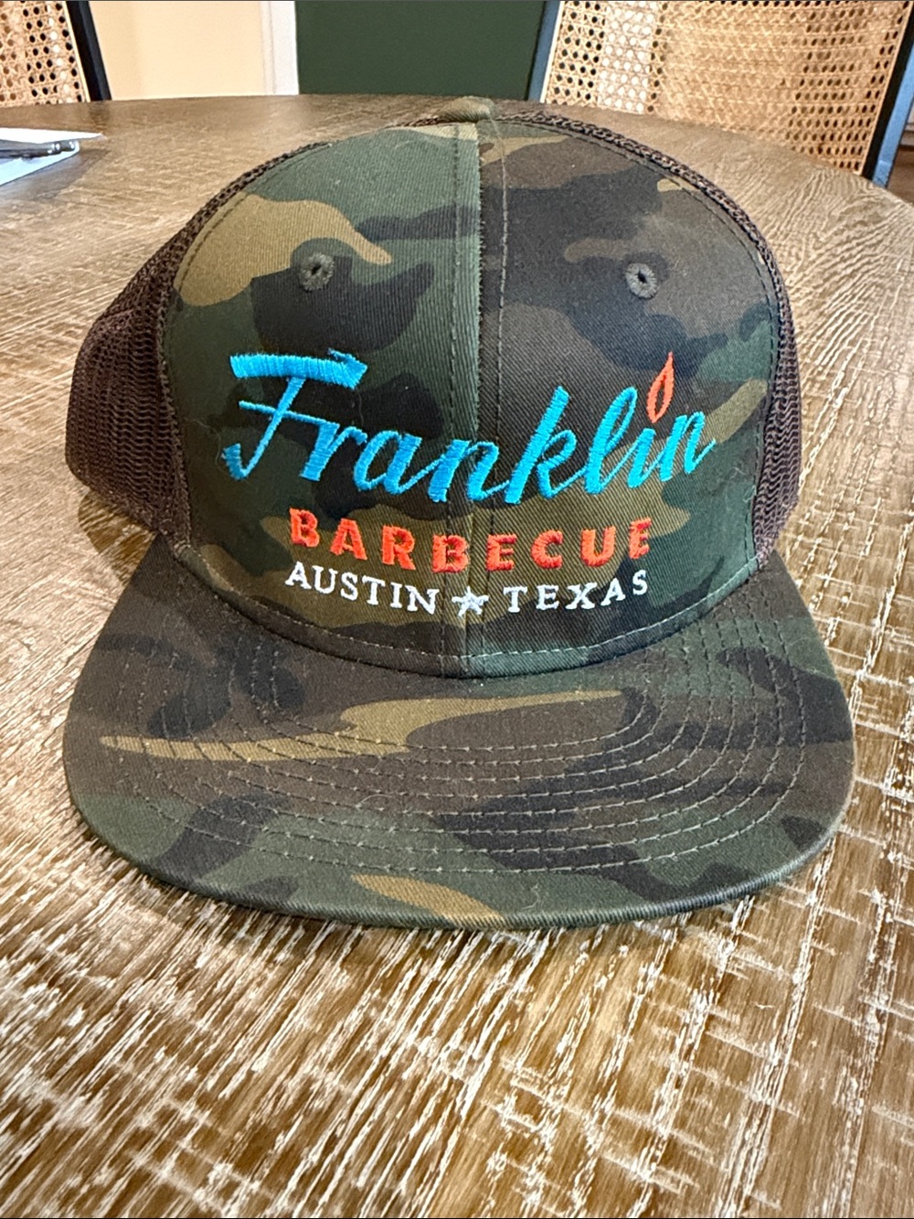 Franklin Barbecue Austin TX Camo Snapback Trucker Hat